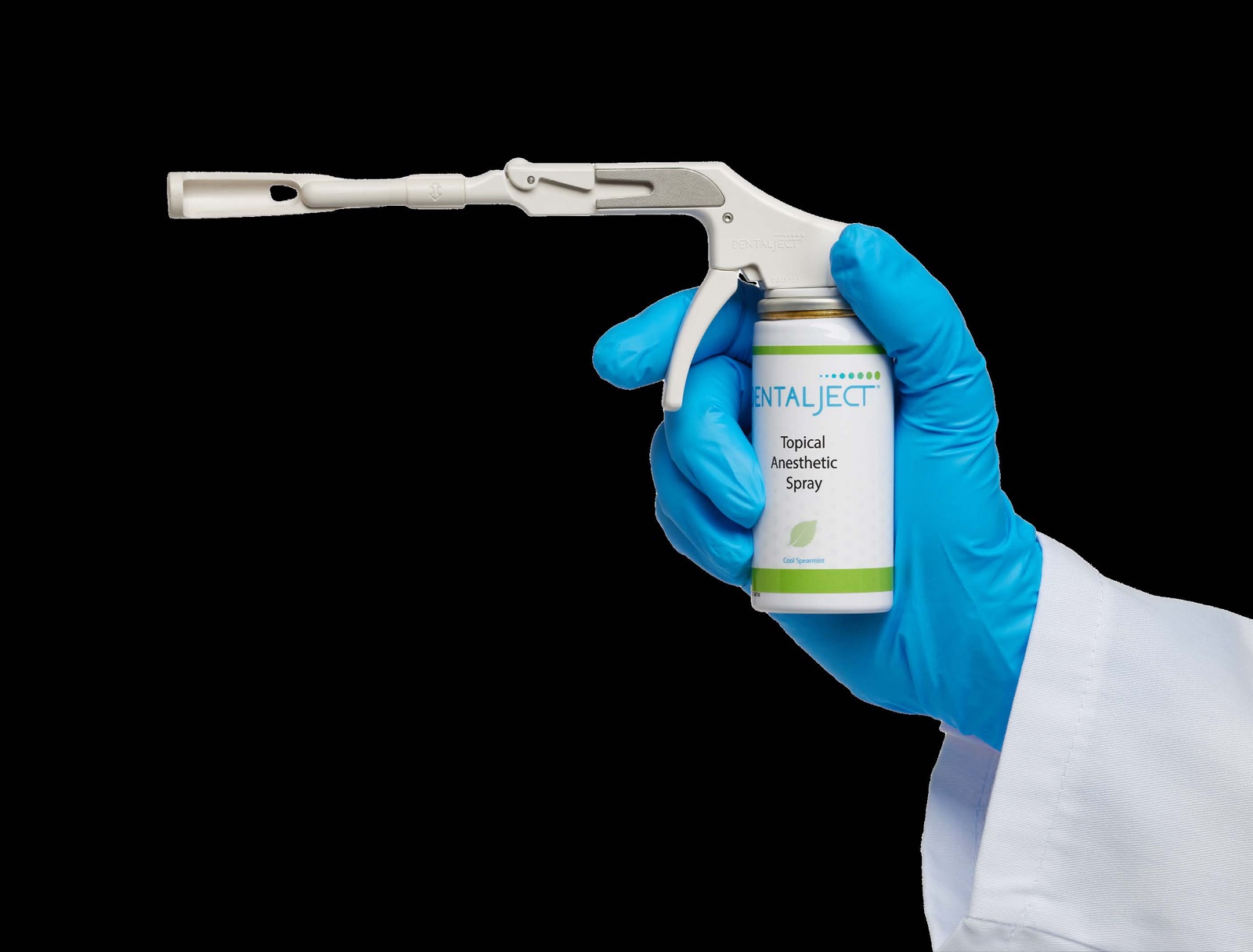 DentalJect applicator and canister in use